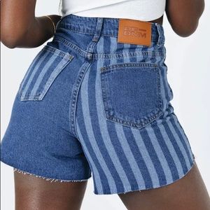 Princess Polly Hollie Denim Striped Shorts